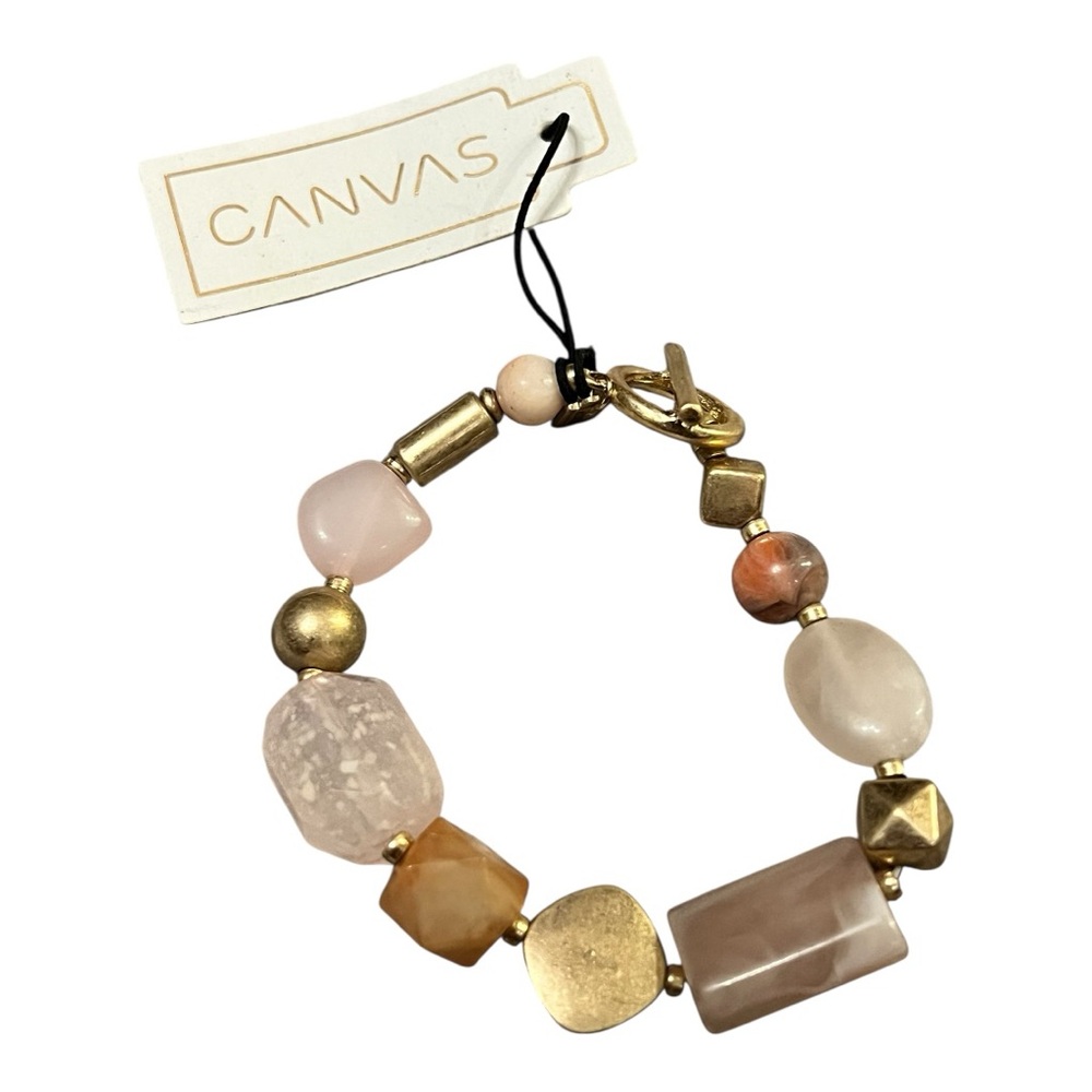 Bella Canvas Gold and Pink Gemstone Bracelet